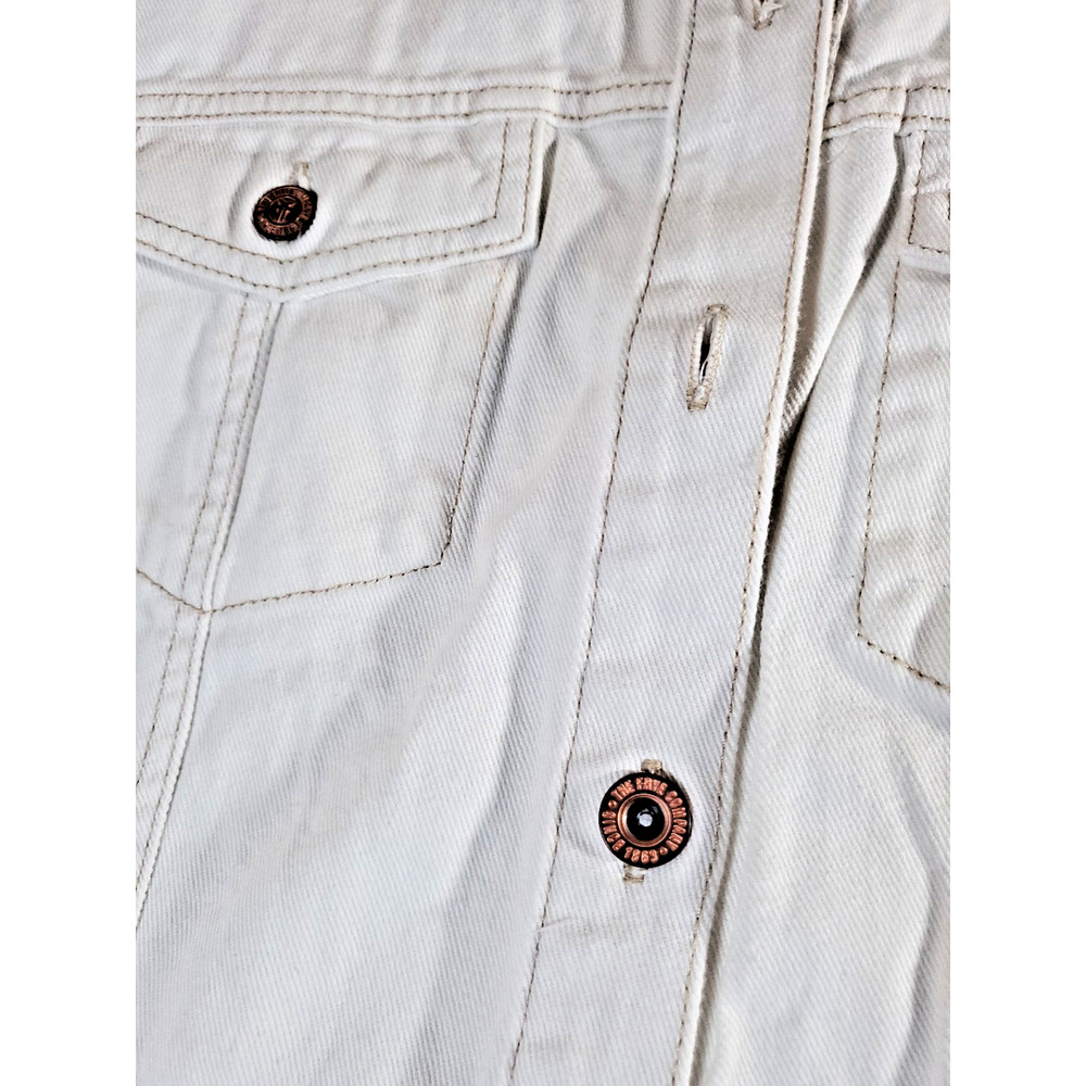 Frye Shirt Dress Women's Large White Denim Long Sleeve ButtonFront Tunic Pockets - Picture 13 of 16